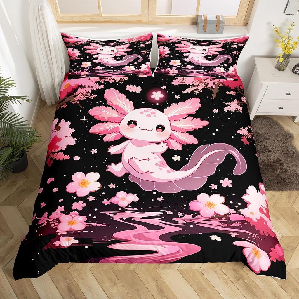 Ocean Sealife Duvet Cover Full Sizecartoon Salamander Comforter Cover Boys Girls Teens Bedspread Cover 3Pcs With 2 Pillowcases