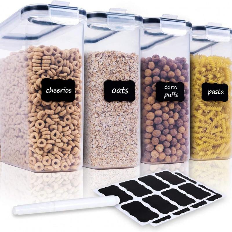 4L Large Plastic Airtight Canister Set Kitchen Food Storage Containers Grains Snacks