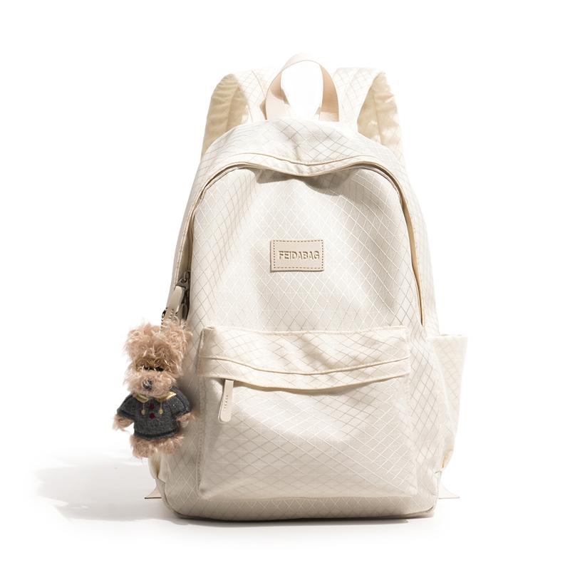 

Plaid Backpack Large Capacity Outdoor Backpack білий