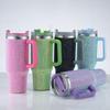 Rhinestone 40oz Stainless Steel Car Thermos with Straw and Handle