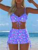 1011 Costume da Bagno Intero da Donna Stile Canotta Divisa Set Costume da Bagno Canotta a Spalline Stampata Bikini Diviso