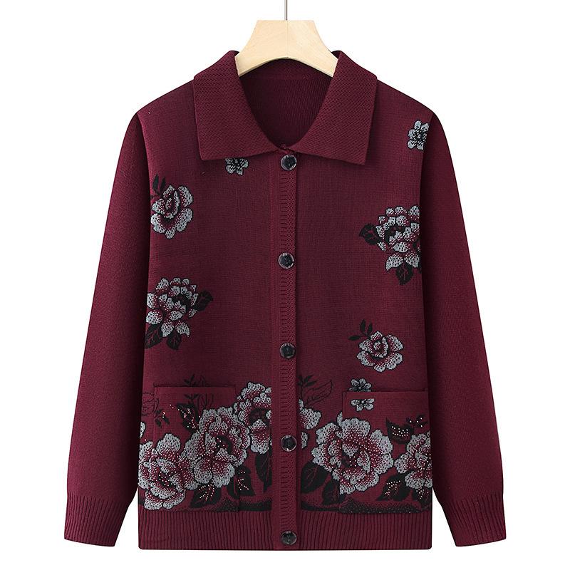 Grandma Loose Knit Cardigan for Middle-Aged & Elderly Women - Perfect for Spring & Autumn