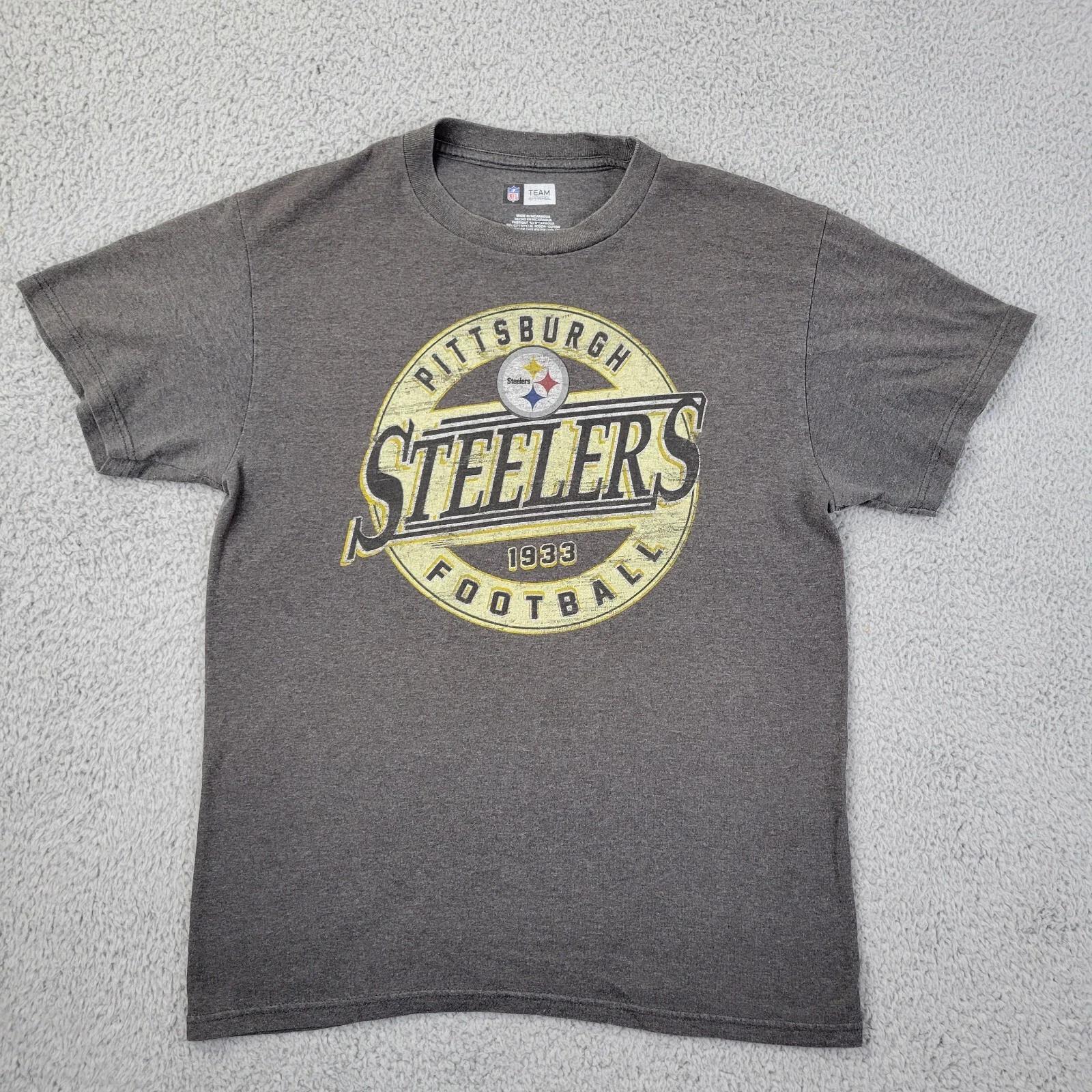 NFL Pittsburgh Steelers Shirt Mens Medium Gray Polyester Blend Short Sleeve L