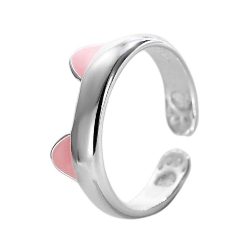 Adjustable Cartoon Little Cat Kitten Pet Finger Rings Lovely Cat Ears Paws Rings Birthday Gifts for College Girls