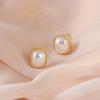 Square Pearl Stud Earrings for Women Small Minimalist Lightweight Elegant Design High Quality Fashion Jewelry Accessories