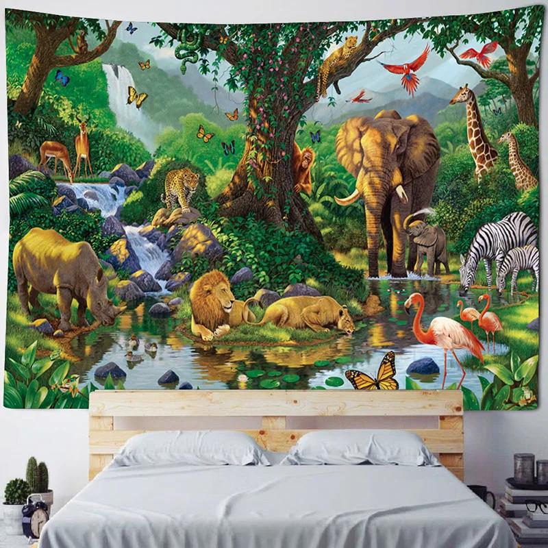 VIKAMA Jungle Bird Tapestry Psychedelic Forest Wall Hanging Exotic Bird Decor Suitable for Bedrooms and Yoga Studios