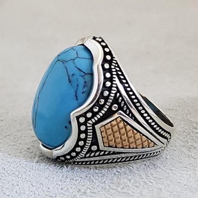 Turquoise Signet Ring, Natural Turquoise, December Birthstone, 925 Sterling Silver, Anniversary Ring, Heavy Ring, Handmade Ring, New Year Gift