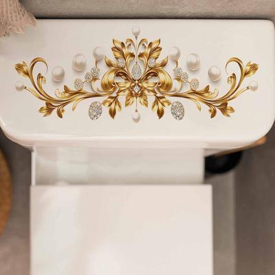 Luxurious Gold Jewelry, Pearl and Diamond Toilet Tank Stickers, Court-style Bathroom Decoration Stickers