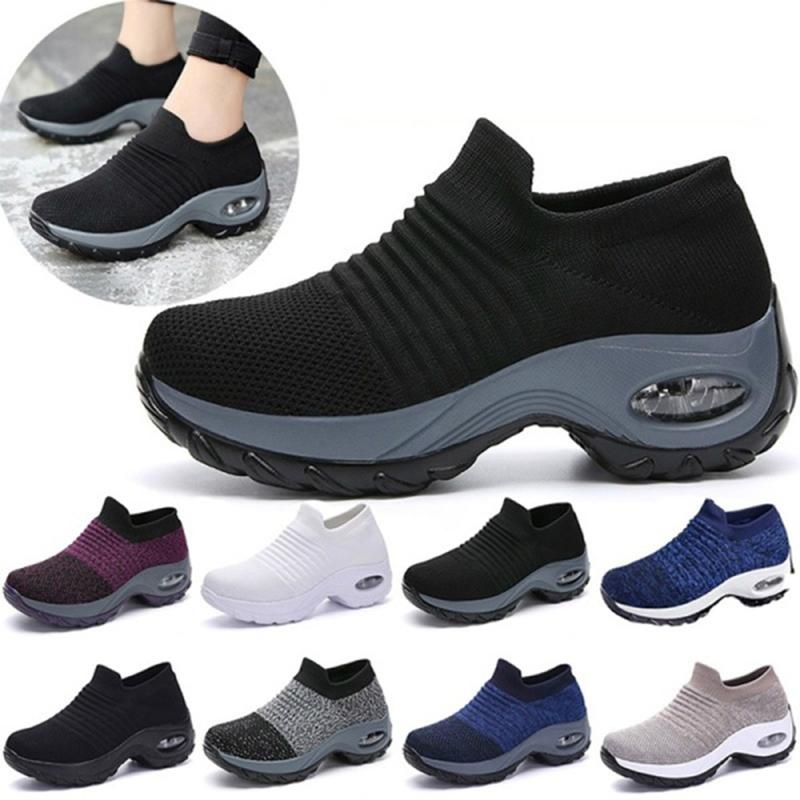 

Дамы Мода Повседневная обувь Клин Кроссовки Женщины Воздушная подушка Кроссовки Дышащая сетка Спортивная обувь Скользит на платформе Обувь