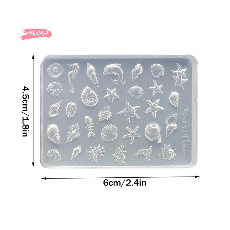 1Pc 3D Acrylic Nail Mold Sea Shell Starfish Goldfish Koi Fish Summer Jellyfish DIY Lace Bow Silicone Nail Art Mold