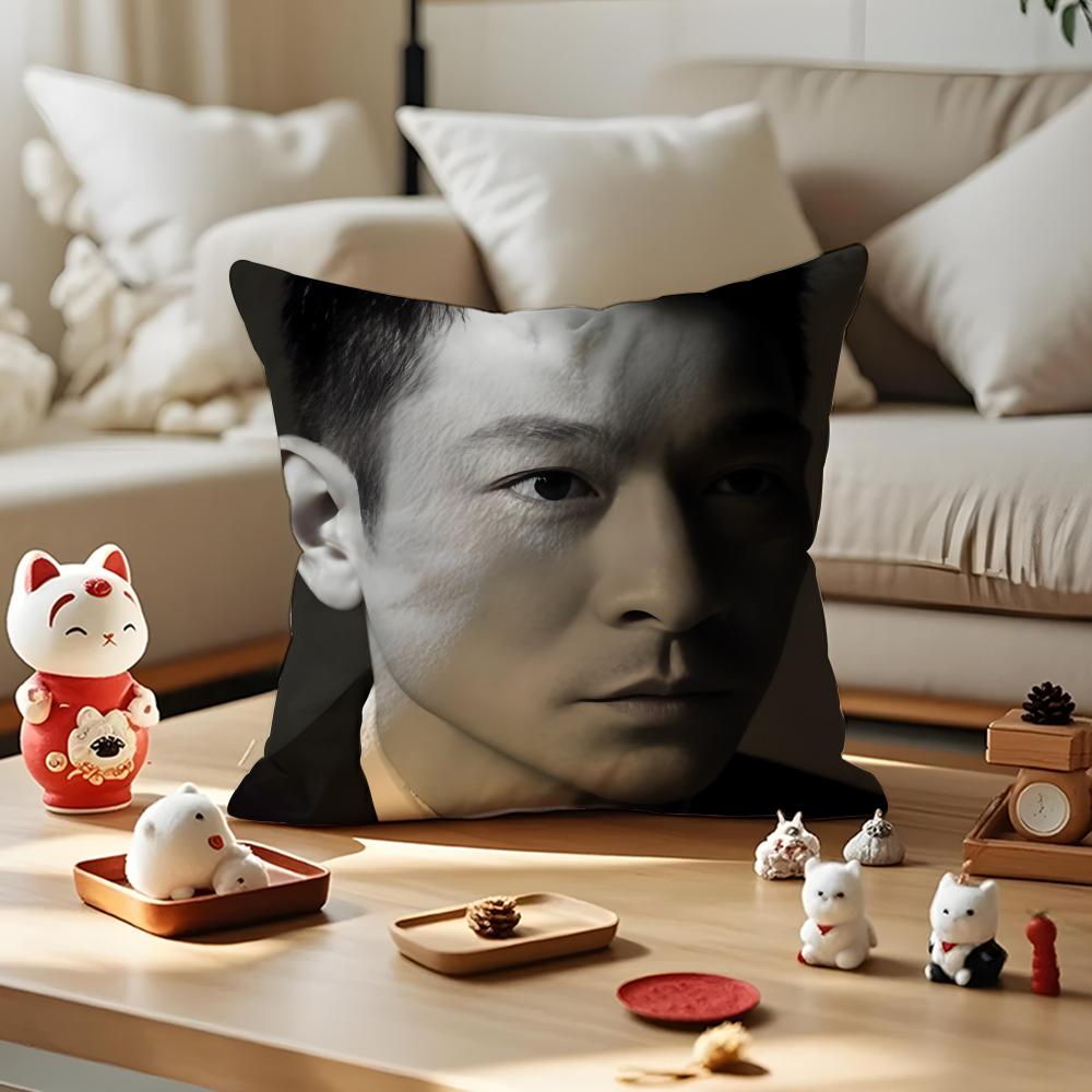 Andy Lau Actor Cushion Cover Anti-Dustmite Pillowcase Invisible Zipper Silky Short Plush Sofa Cushion Cover