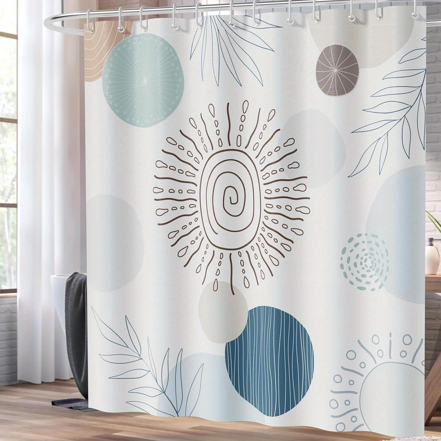 

Mid-Century Boho Shower Curtain – Minimalist 3D Leaf Plant Design, Washable Fabric With 12 Hooks For Bath Decor W60H190(CM)-1 Pcs