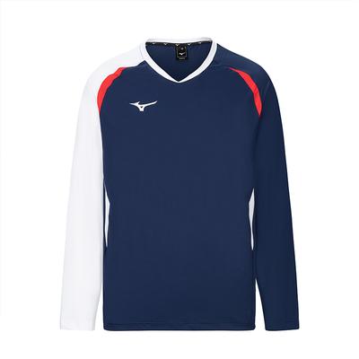 Atmungsaktives Schnelltrocknendes Pullover Langarm Badmintonshirt Unisex Oberteile Blau Rot Weiß C2CA43Z128