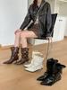 New European and American rivet wrinkled boots pointed wrinkled fashion boots thin high heel thin boots