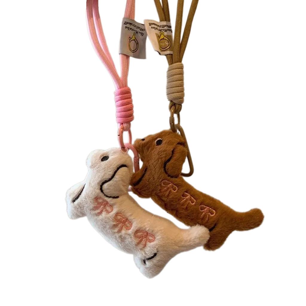 2Pcs Cute Plush Animal Bag Accessories Cartoon Look Soft Bag Pendant Couple Key Holder Ideal Purse Decoration Gifts