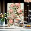 Metal Poster Pink Retro Vintage Farmhouse Flower Wall Art for Kitchen