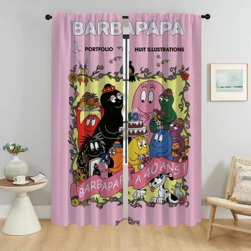 Home Interior Curtains for Camera Les Barbapapas Blackout Curtain for Room 2 Panel Partition Shades Halloween Decoration Living