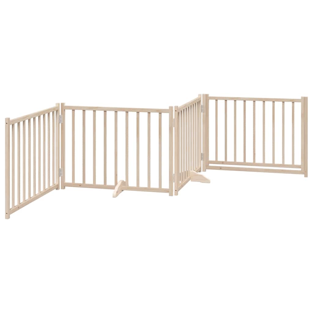Vidaxl Składana Bramka Dla Psa, Z Drzwiami, 4 Panele, 320 Cm, Drewno