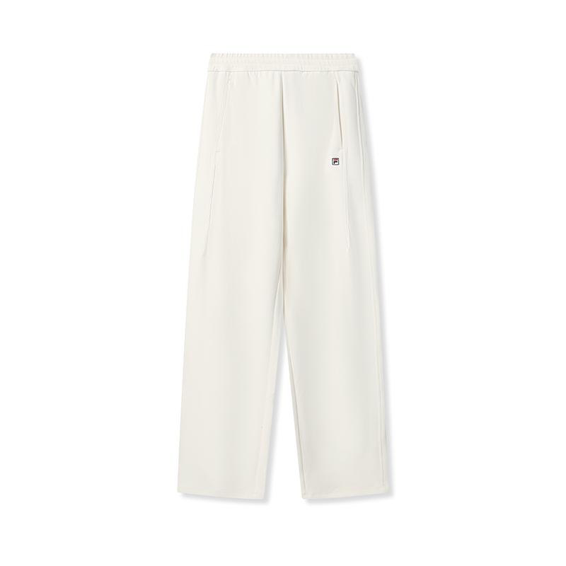 Fila Heritage Casual Comfy Elastic Comfortable Knitted Straight Loose Pants Women Bottoms Cloud-Mushroom-White F11W548604FWT