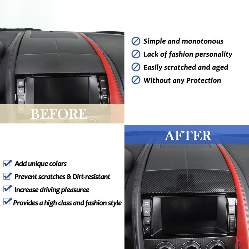 Daeiclru Center Console Dashboard Cover Trim Compatible with Jaguar F-Type 2013-2024, ABS Car Center Console Panel Trim Interior Accessories (Carbon