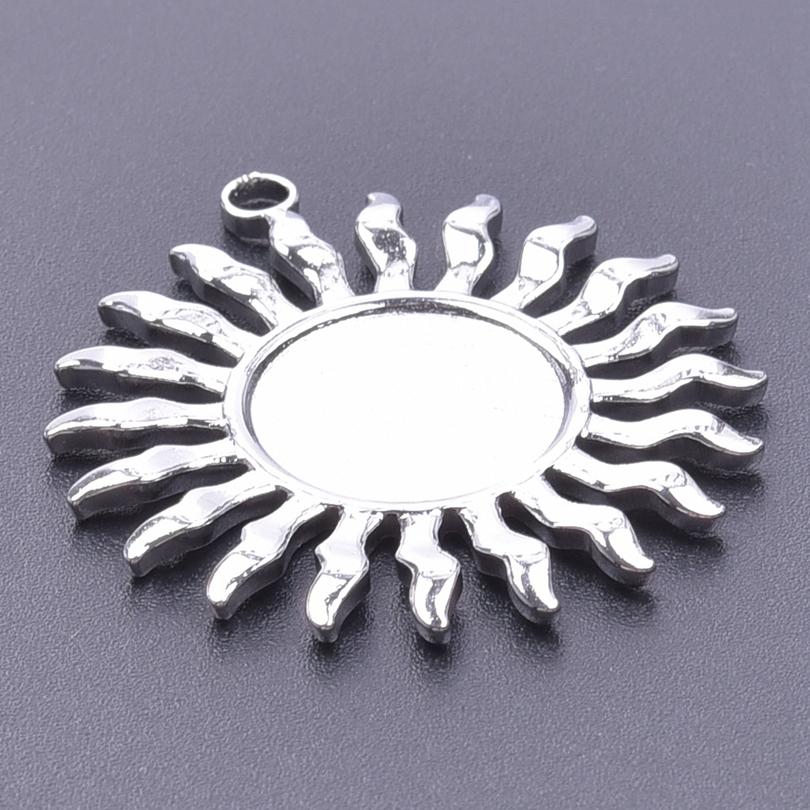 5pcs Silver Color Sun Pendant Jewelry Making Supplies Titanium Stainless Steel Charms Bulk Vintage DIY Women Men Charm Material