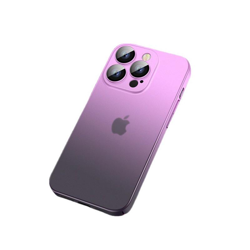 iPhone 15 Gradient Frosted Skin-Feel Full-Cover PC Hard Shell Case with Lanyard - Apple 14 Anti-Fall Protective Cover.