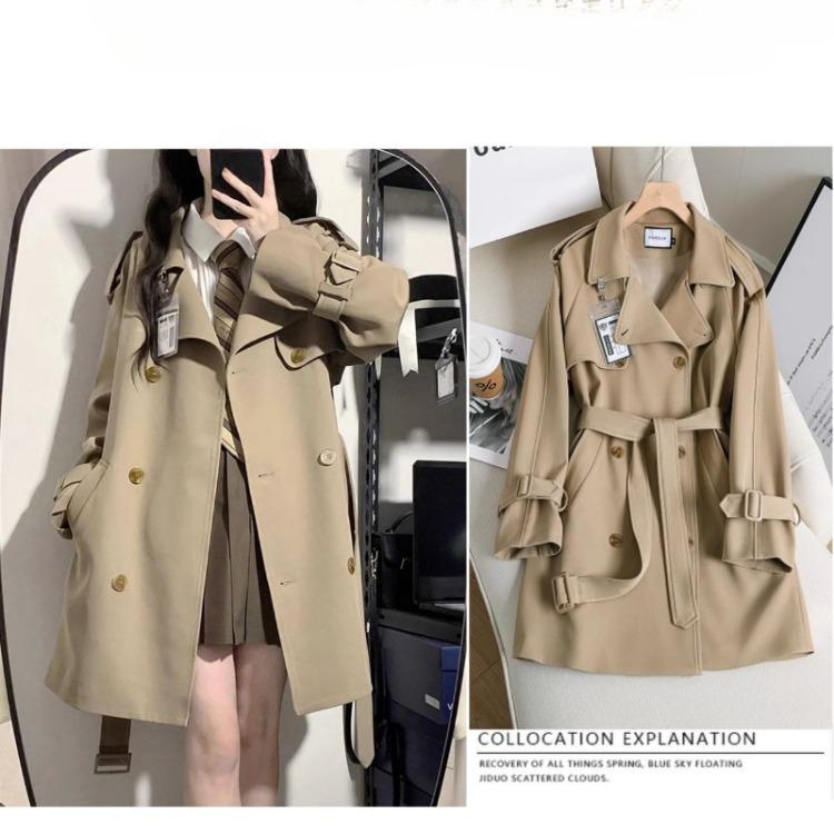 British Style Trench Coat for Women, Elegant and Chic Overcoat for Spring and Autumn