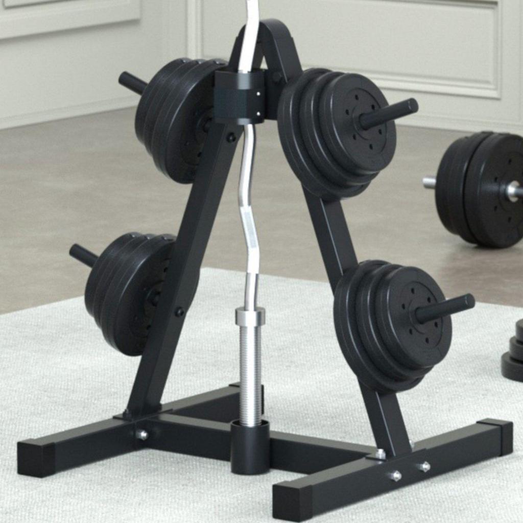 Barbell Storage Rack Multi-Purpose Plate Stand Space Saving