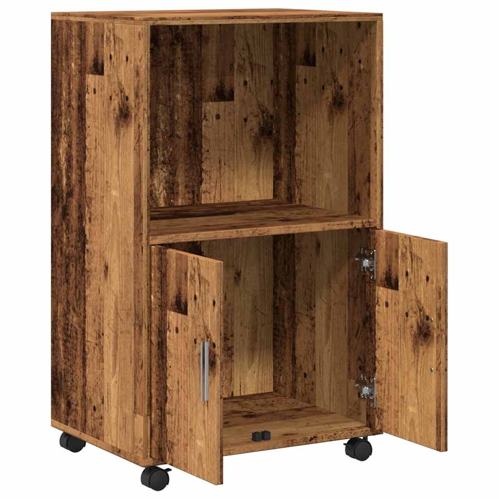Mobile Cabinet with Rustic Wood Effect 55 X 40 X 91 Cm Engineered Wood