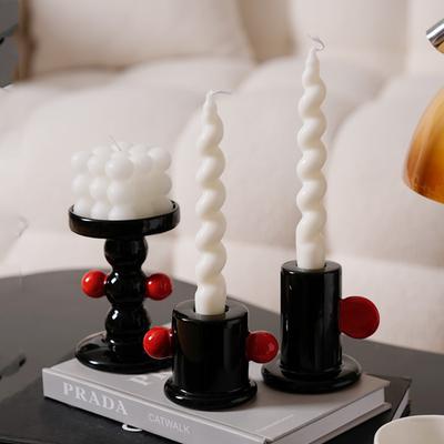Portacandele Geometrico in Ceramica Colorato e Carino Manico a Sfera Rotonda Supporto per Candele Profumate Portacandele Decorazione da Tavolo