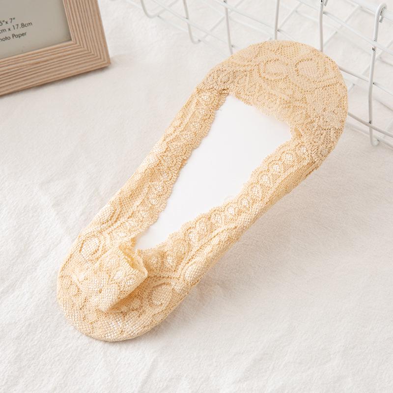 Women's Summer Ice Silk Low-Cut Invisible Lace Socks - Breathable, Anti-Slip, Super Thin