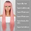 MISS WIG Ombre Rosa lange gerade Kunstfaser-Perücke, braun, schwarz, rot, Cosplay-Perücke für Frauen, tägliches Tragen, natürliches Haar