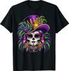 Sugar Skull Mardi Gras Shirts for Women Girls Carnival Party T-Shirt