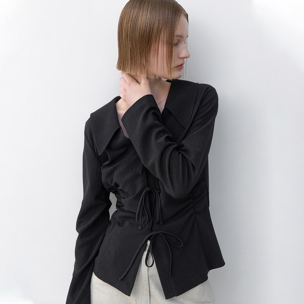 Atelier Nine Arlo Shirring Ribbon Blouse(Bl-4299) Ivory/Free