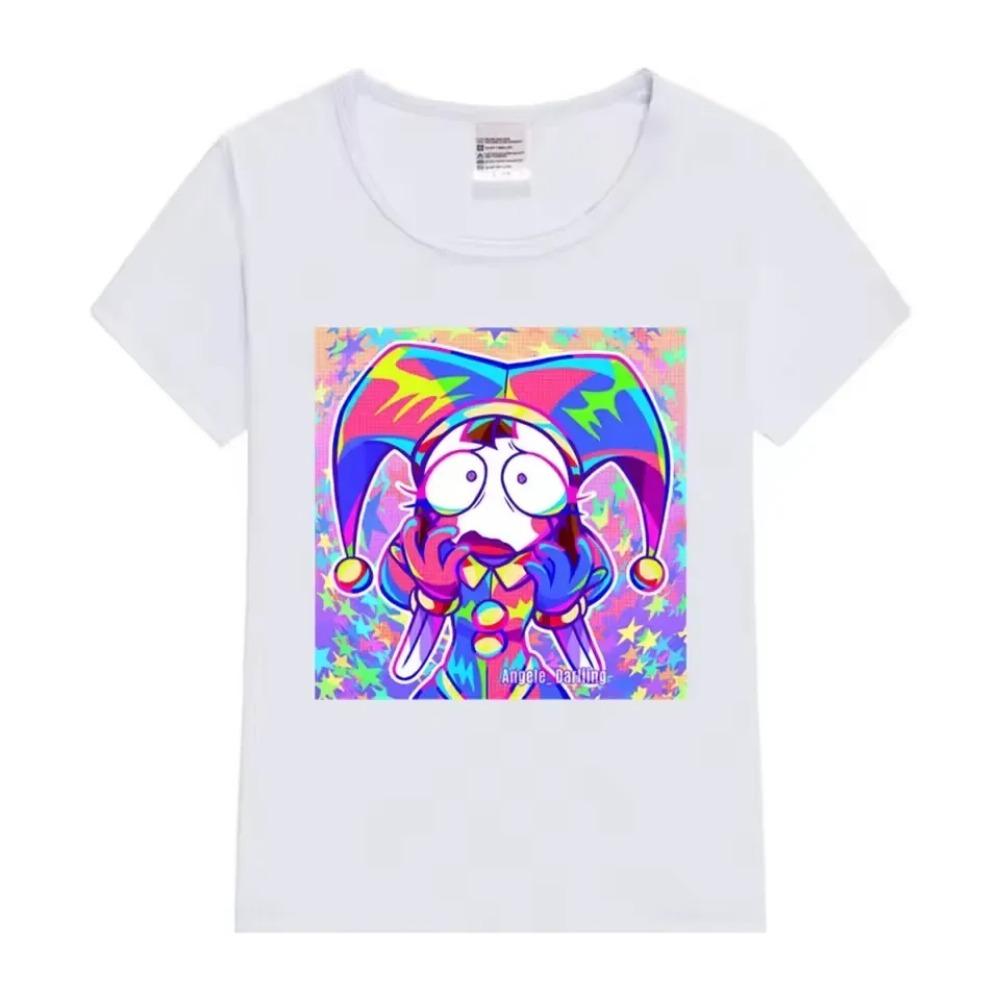 Letní dětská trička The Amazing Digital Circus Krátký rukáv Chlapec Dívka Kreslená Pomni Dětský top Ležérní dětské oblečení Trička