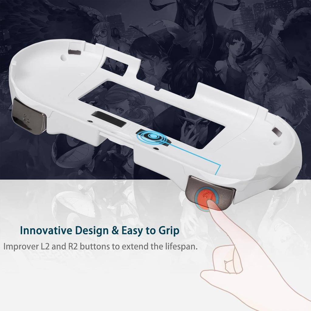 YOIQI Grip Handle Joypad Protective Case with L2 R2 Trigger Button Grip Holder for PS Vita PSV and PS 2000, 2000, (White)