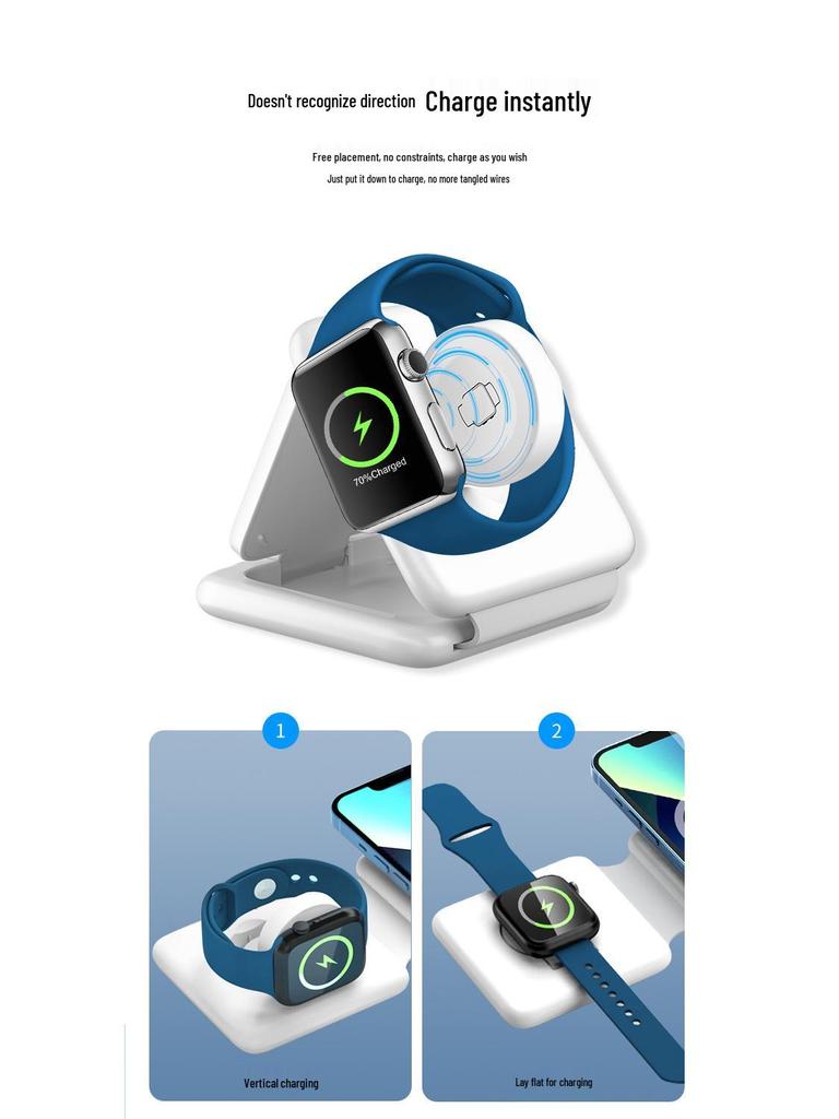 15W Folding Magnetic Travel Wireless Charger: Portable Multifunctional 3-in-1 Phone Charger