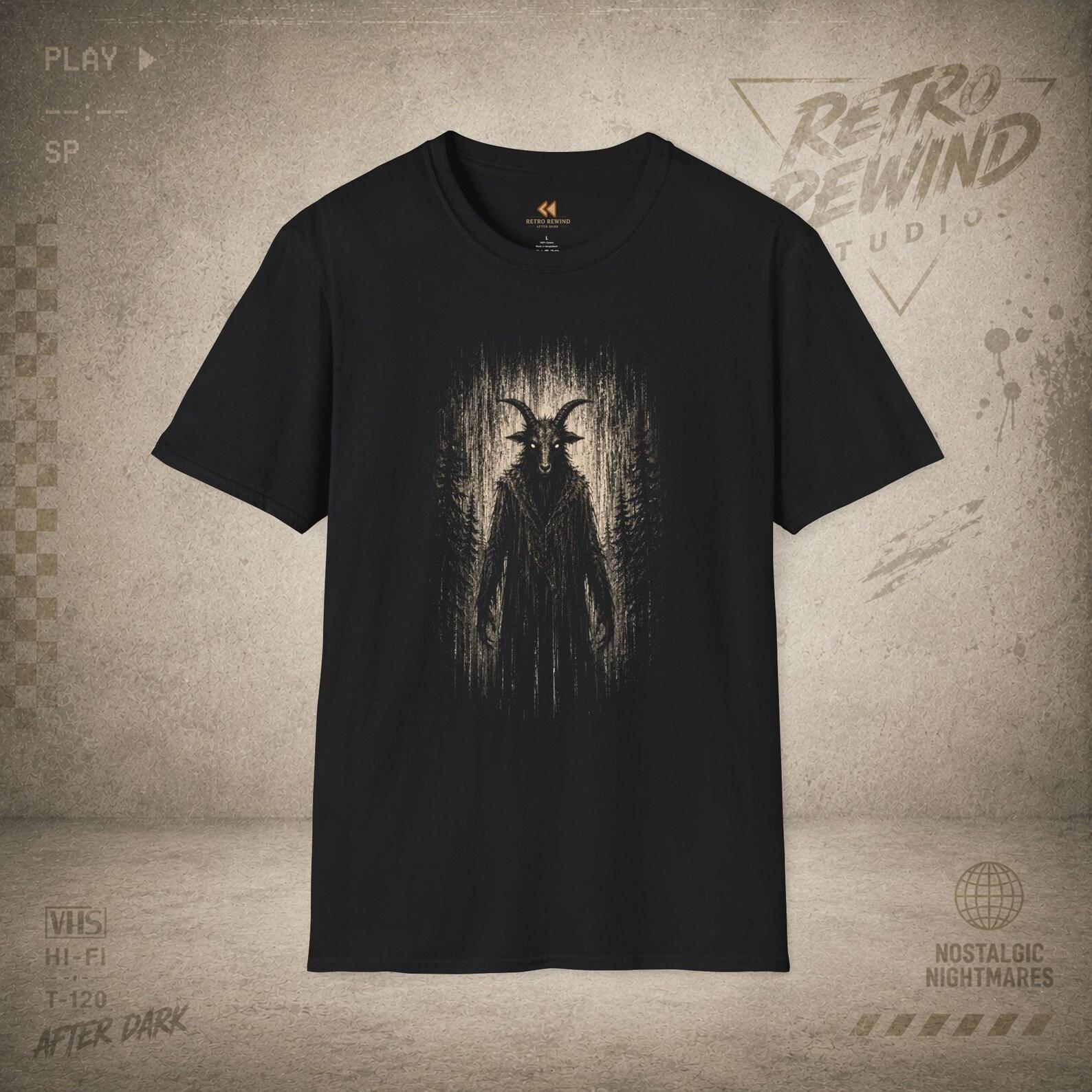 Dark Forest Goatman Cryptid T-Shirt | Horror Graphic Tee | Legendary Creature Apparel L