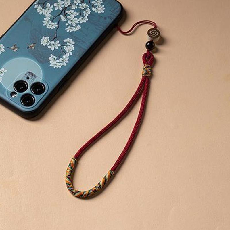 Chinese Style Phone Wrist Charm Strap Cell Phone Finger Keychain Hand-Woven Ring Buckle Pendant Cloud Pattern