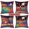 Pixel Art Basketball Court Throw Pillow Covers Pattern Cushion Cover Suitable for Sofa Bedroom Car Pillow Cover