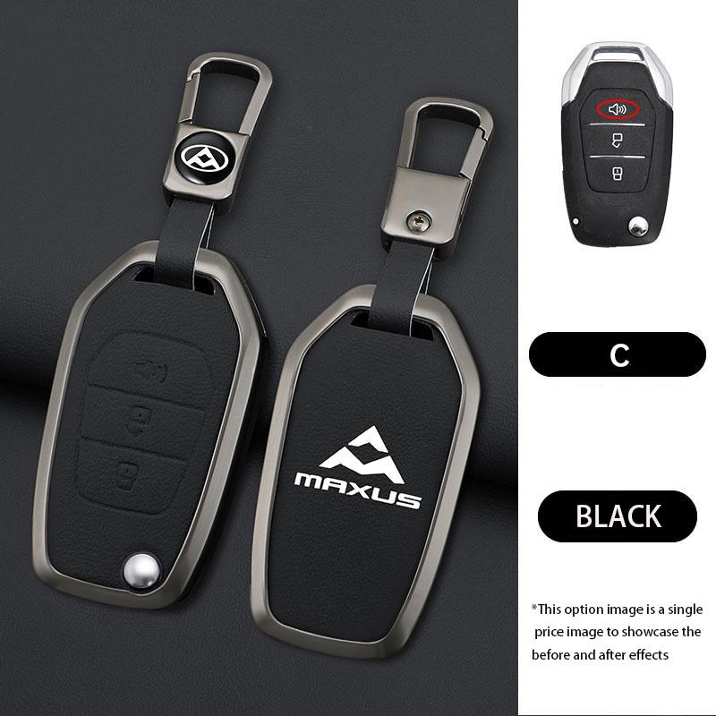 Interior Mouldings Zinc Alloy Leather Car Key Case Cover For SAIC MAXUS T60 Keychain Remote Auto Protection Guard Shell Fob Hold