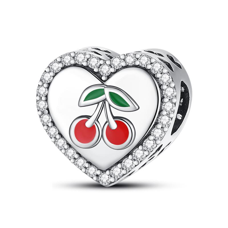 Fits Pan Braceletscopper Charms Color Strawberry Cherry Blueberries Fruit Sweet Original Diy Jewelry Birthday Fine Gifts