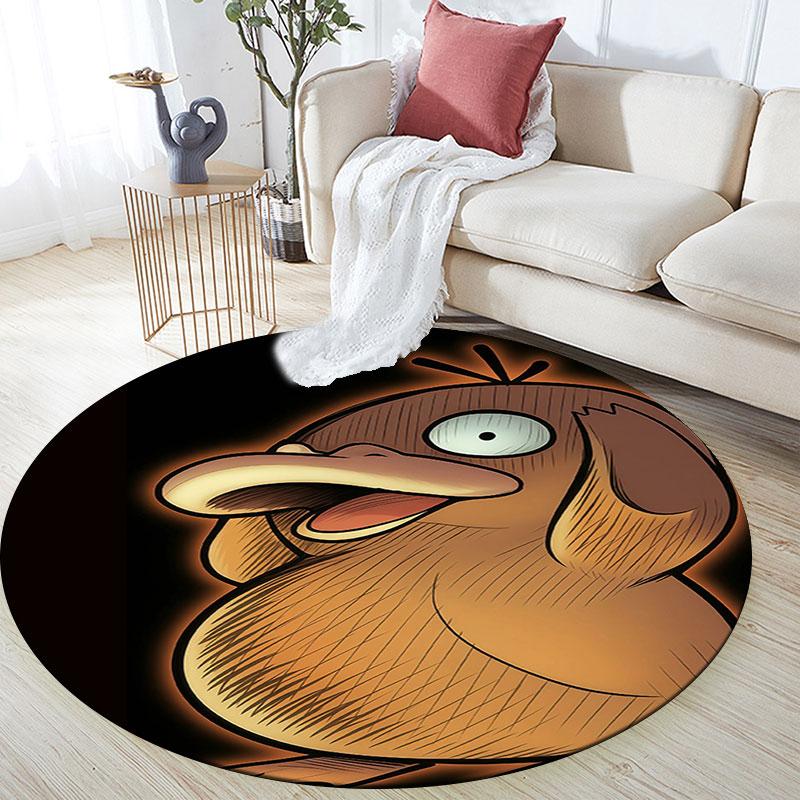 Psyduck Cartoon Pattern Round rug,Carpet Rug for Living Room Bedroom Playroom ,Non-slip Floor Mat,Holiday Gifts and Birthday Gifts.