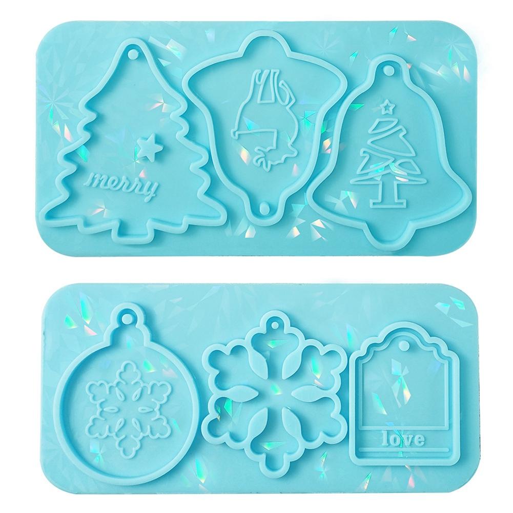 Holographic Christmas Silicone Mold Christmas Silicone Mold DIY Pendant For Christmas Decoration , A