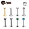 1 Stück G23 Titan Piercing CZ Stein Innen Gewinde Labret Monroe Lippenring Tragus Nagel Helix Ohrstecker 16G 18G Körperschmuck