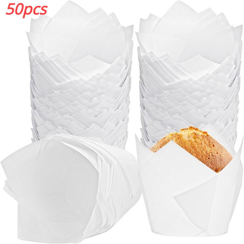 50Pcs Tulip Cupcake Liners Premium Tulip Oilproof Cupcake Liners Baking Cups Cupcake Muffin Liners Holder Cupcake Wrappers