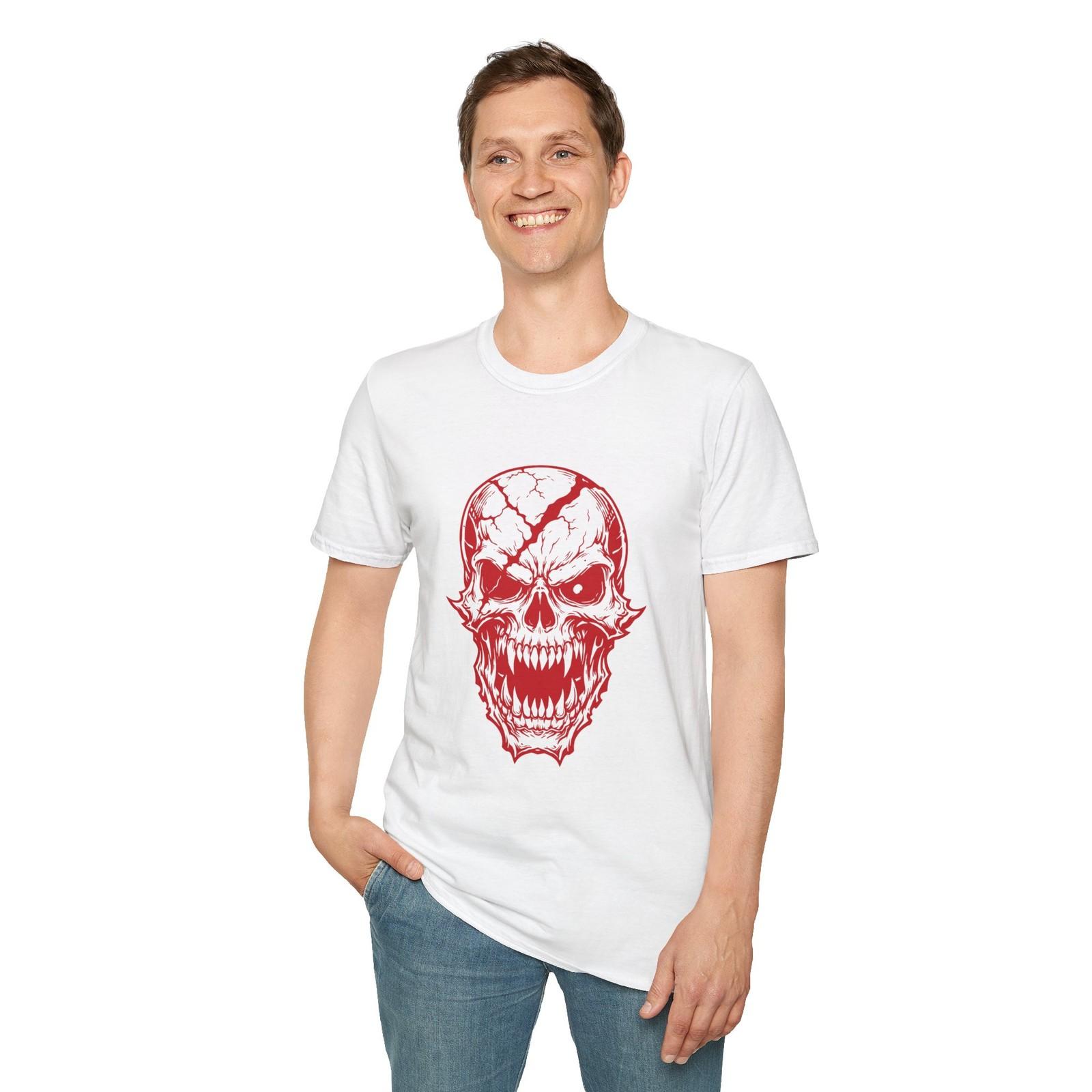 Skull Gothic Horror Monster Dark Fantasy Undead Fangs Unisex Softstyle T-Shirt S