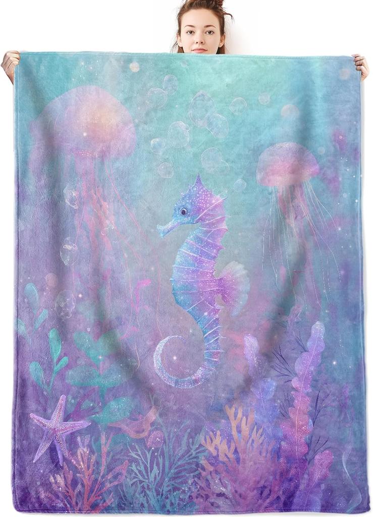 GUOYU Blanket Cherry Blossom Flannel Blanket Gifts for Floral LoverJapanese Watercolor Flower Branch Throw Blankets with Beige Backgroundfor