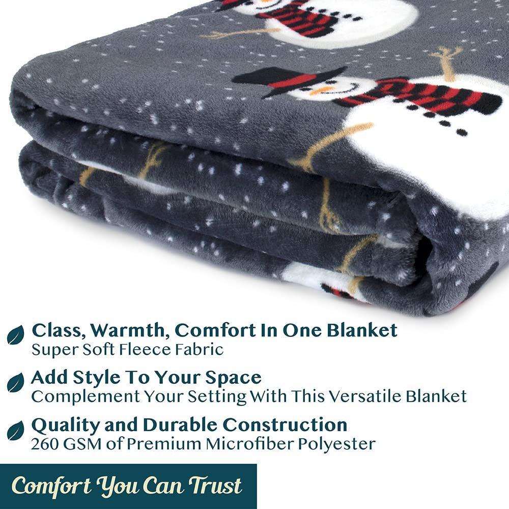 Cute Snowman Pattern Blanket Flannel Soft Comfortable Home Blanket Warm Blanket Birthday Gift