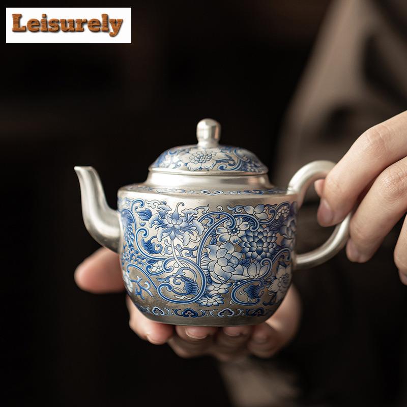 Handgefertigtes vergoldetes Silber verschlungenes Lotus-Teegeschirr Komplettes Set Japanisches Teezeremonie-Set Haushalts-Teekanne und Teetasse Set Teegeschirr Handwerk